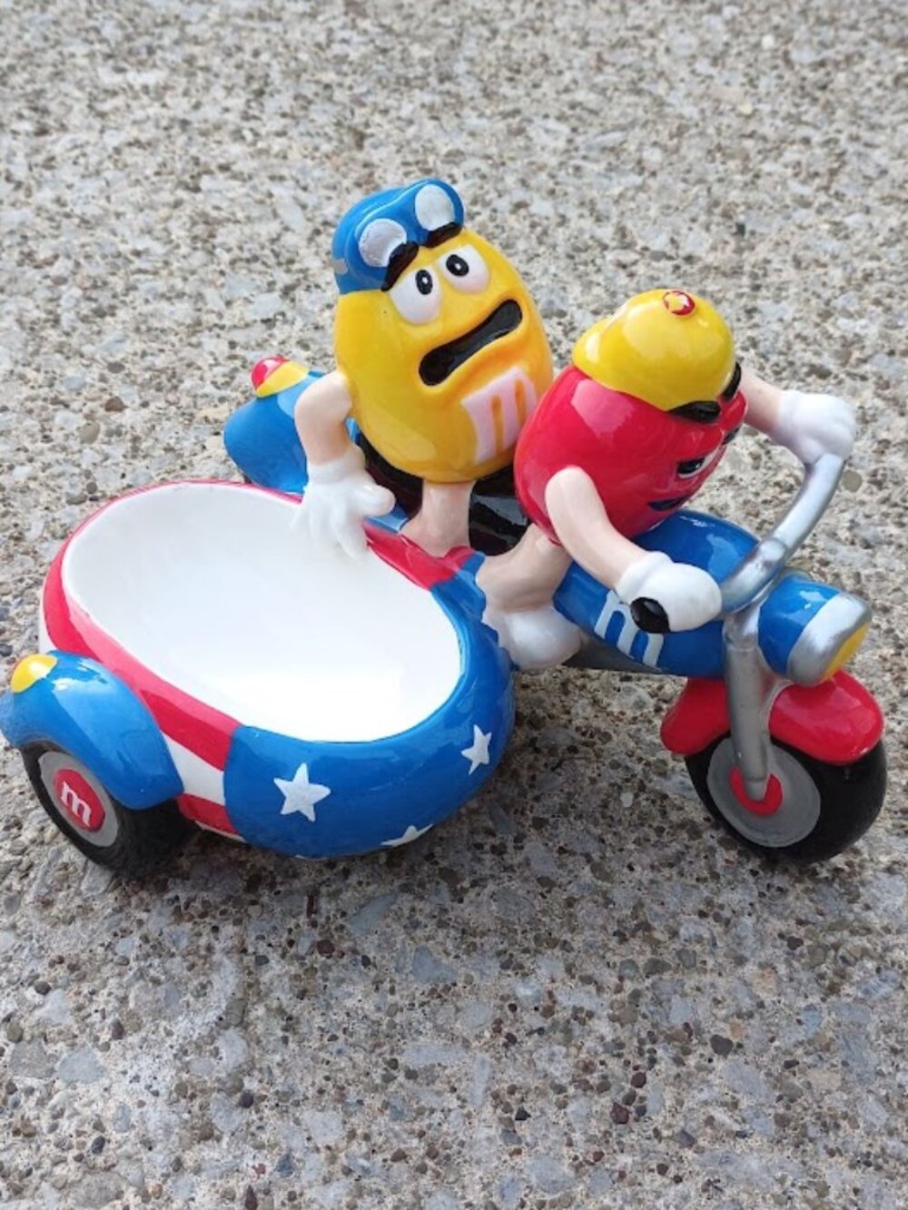 M&M's Ceramic Motorcycle And Side Car Candy Dish By Galerie 2002 USA